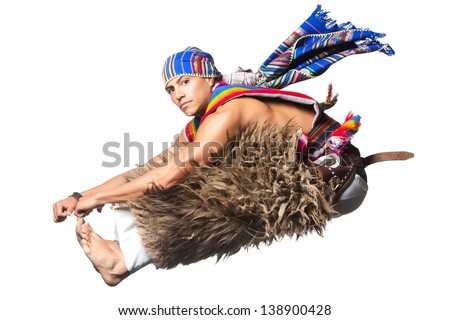 Ecuadorian Dancer Dressed Traditional Costume Highlands Stock Photo