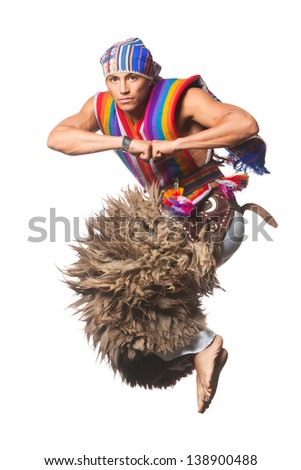 Ecuadorian Dancer Dressed Traditional Costume Highlands Stock Photo