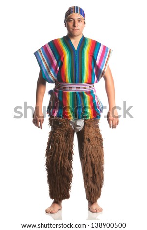 Ecuadorian Dancer Dressed Traditional Costume Highlands Stock Photo