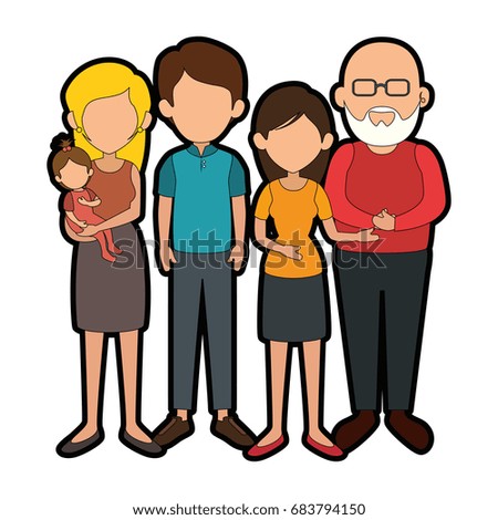 Family Set Couples Different Ages Hand Stock Vector 137433944 