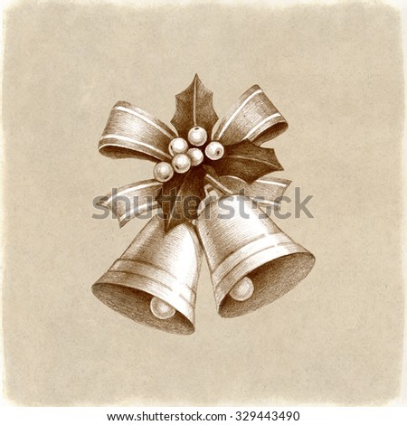 Christmas bells. Pencil drawing - stock photo