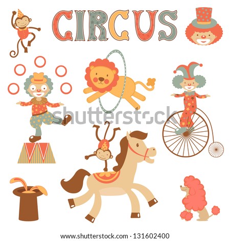 A cute  circus performance related items - stock vector