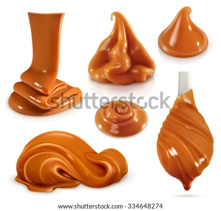 Sweet caramel, set realistic vector illustration - stock vector Sweet caramel, set realistic vector illustration - stock vector