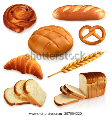 Bread, vector icons set - stock vector Bread, vector icons set - stock vector