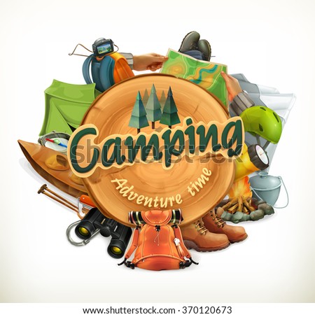 Camping, adventure time vector illustration - stock vector Camping, adventure time vector illustration - stock vector