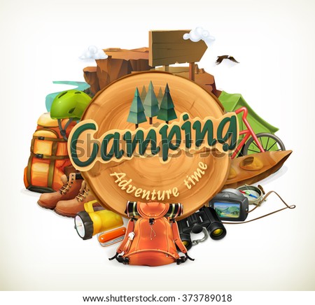 Camping adventure time vector illustration - stock vector Camping adventure time vector illustration - stock vector