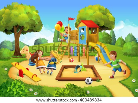 Park, playground vector background - stock vector Park, playground vector background - stock vector