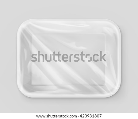 White polystyrene packaging, vector mockup - stock vector White polystyrene packaging, vector mockup - stock vector