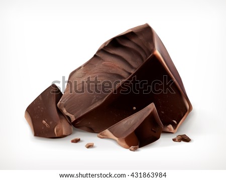 Dark chocolate pieces, vector icon - stock vector Dark chocolate pieces, vector icon - stock vector