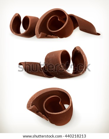 Chocolate shavings, sweet food, vector icon set isolated on white background - stock vector Chocolate shavings, sweet food, vector icon set isolated on white background - stock vector
