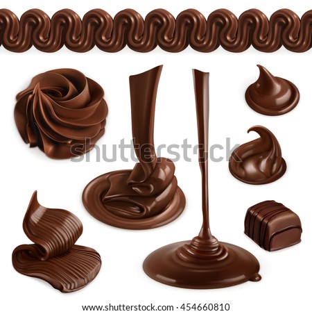Chocolate, cocoa butter, whipped cream, milk chocolate, pastry and desserts, set of vector 3d graphic, mesh objects - stock vector Chocolate, cocoa butter, whipped cream, milk chocolate, pastry and desserts, set of vector 3d graphic, mesh objects - stock vector