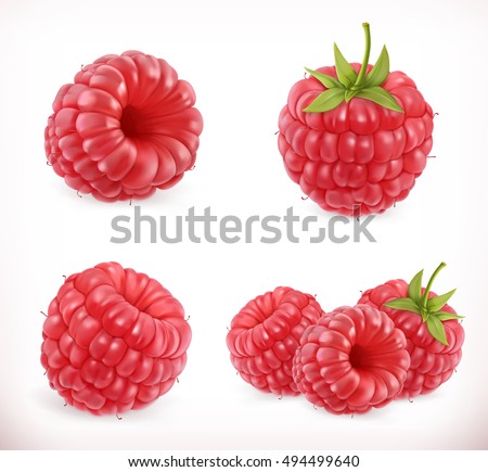 Raspberry. Sweet fruit. 3d vector icons set. Realistic illustration Raspberry. Sweet fruit. 3d vector icons set. Realistic illustration