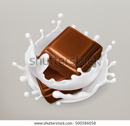 Chocolate and milk splash. Chocolate and yogurt. Realistic illustration. 3d vector icon Chocolate and milk splash. Chocolate and yogurt. Realistic illustration. 3d vector icon