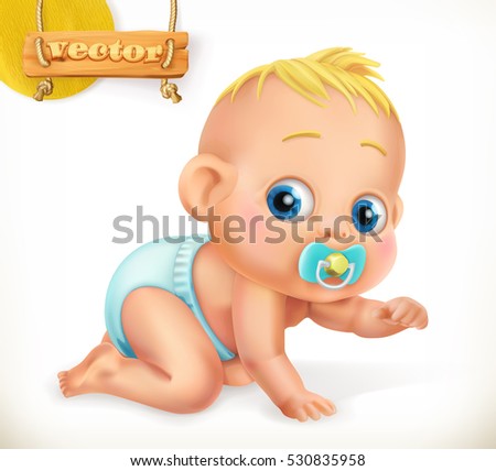 Cute kid. Baby. 3d vector icon. Cute kid. Baby. 3d vector icon.