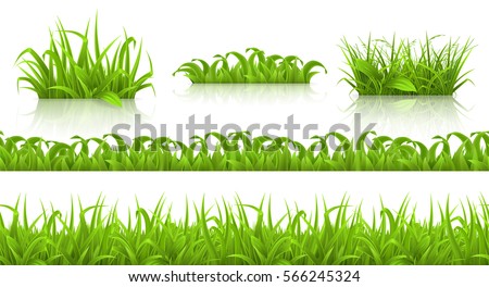 Spring grass seamless pattern and icons, 3d vector set Spring grass seamless pattern and icons, 3d vector set