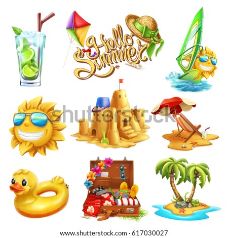 Summer set. 3d vector icon Summer set. 3d vector icon