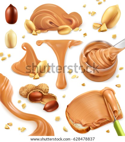 Peanut butter. 3d vector icon set Peanut butter. 3d vector icon set