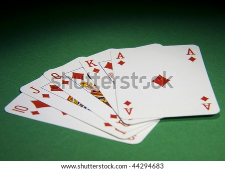 Poker royal flush on the table