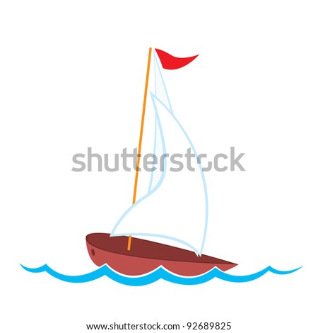 Vector Illustration Cartoon Yacht Stock Vector 92689825 - Shutterstock