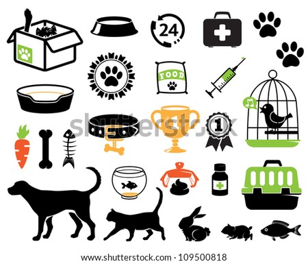 Pet icons collection - stock vector