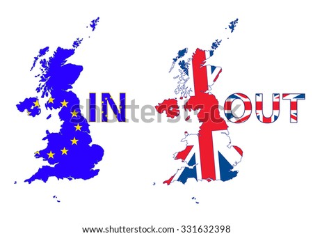 UK Map. UK and EU flags. UK leaving EU with the Brexit - stock vector