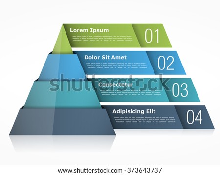 Pyramid chart with four elements, vector eps10 illustration - stock vector Pyramid chart with four elements, vector eps10 illustration - stock vector