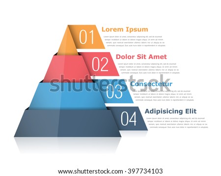 Pyramid chart with four elements with numbers and text, pyramid infographic template, vector eps10 illustration - stock vector Pyramid chart with four elements with numbers and text, pyramid infographic template, vector eps10 illustration - stock vector
