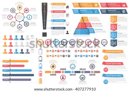 Infographic elements-circle diagram, text boxes with numbers and icons, pyramid chart, bar chart, timeline infographics and other infographic objects, business infographics, vector eps10 illustration - stock vector Infographic elements-circle diagram, text boxes with numbers and icons, pyramid chart, bar chart, timeline infographics and other infographic objects, business infographics, vector eps10 illustration - stock vector