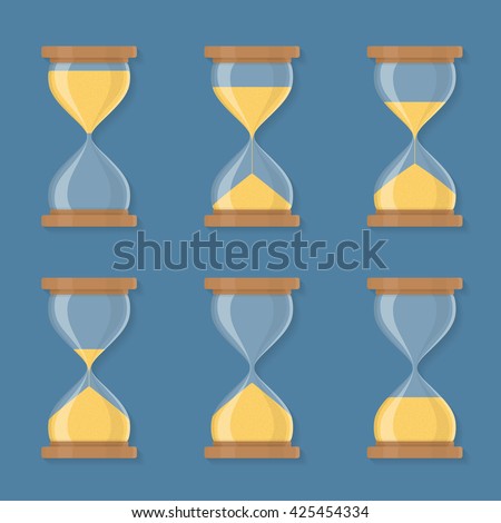 Transparent sandglass icons set, time hourglass, sandclock, flat design, vector eps10 illustration - stock vector Transparent sandglass icons set, time hourglass, sandclock, flat design, vector eps10 illustration - stock vector