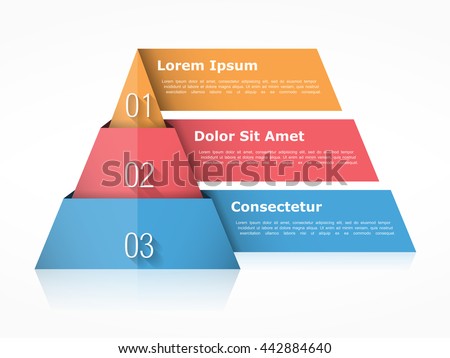 Pyramid chart with three elements with numbers and text, pyramid infographic template, pyramid diagram for presentations, vector eps10 illustration - stock vector Pyramid chart with three elements with numbers and text, pyramid infographic template, pyramid diagram for presentations, vector eps10 illustration - stock vector