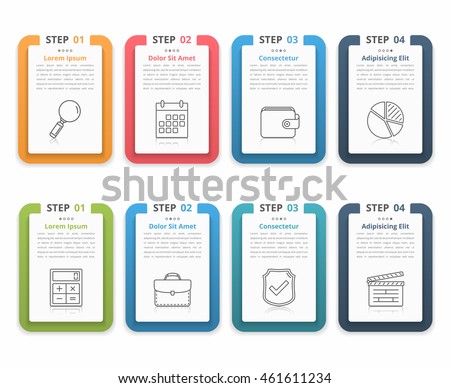 Set of infographic elements with numbers, line icons and place for your text, can be used as workflow, process, steps or options, vector eps10 illustration - stock vector Set of infographic elements with numbers, line icons and place for your text, can be used as workflow, process, steps or options, vector eps10 illustration - stock vector