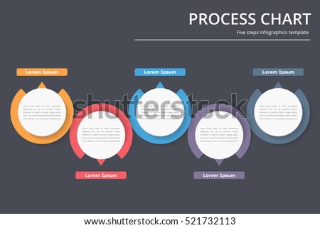 Process diagram template with circles, flowchart or workflow with five elements, steps or options, business infographics, vector eps10 illustration Process diagram template with circles, flowchart or workflow with five elements, steps or options, business infographics, vector eps10 illustration