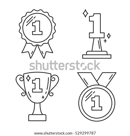 First place award - line icons, vector eps10 illustration First place award - line icons, vector eps10 illustration