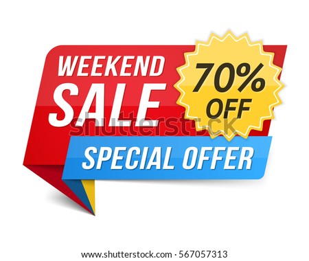 Weekend sale banner, special offer, 70 percents discount, vector eps10 illustration Weekend sale banner, special offer, 70 percents discount, vector eps10 illustration
