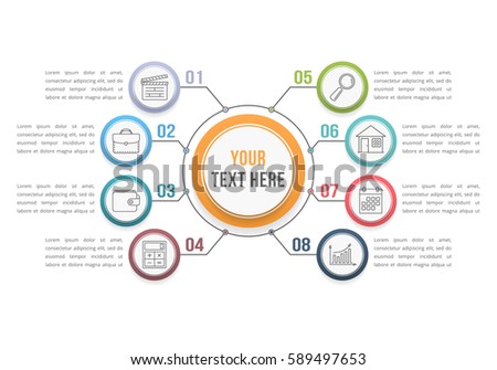 Infographic template with eight steps or options, workflow, process diagram, vector eps10 illustration Infographic template with eight steps or options, workflow, process diagram, vector eps10 illustration