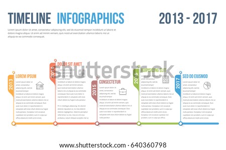 Horizontal timeline infographics template, workflow or process diagram, vector eps10 illustration Horizontal timeline infographics template, workflow or process diagram, vector eps10 illustration