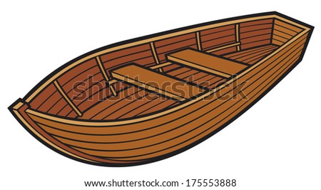 wooden boat - stock vector