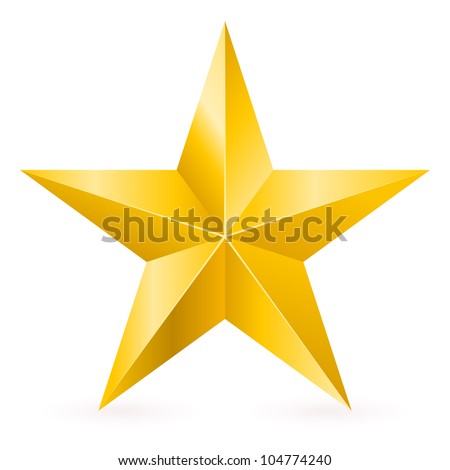 Shiny Gold Star. Form of first. Illustration for design on white background - stock vector