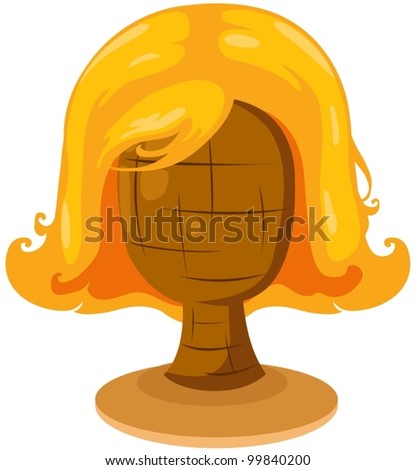 illustration of isolated blonde wig on mannequin head - stock vector