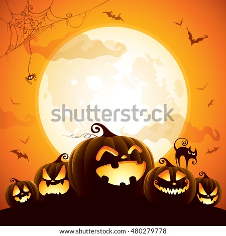 Halloween pumpkins under the moonlight Halloween pumpkins under the moonlight