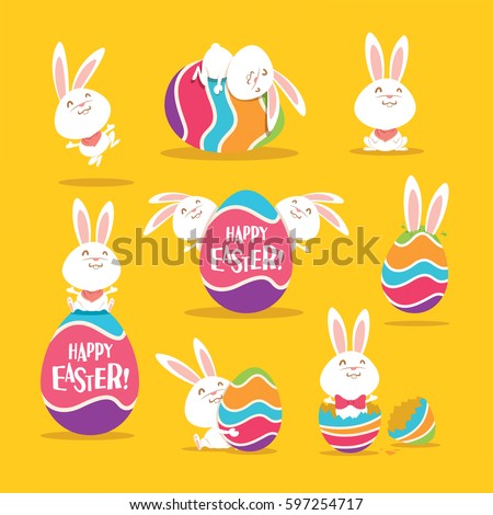 Collection of Easter bunny and egg Collection of Easter bunny and egg
