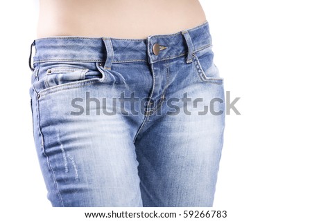 Sexy Woman Jeans Naked Waist Closeup Stock Photo Edit Now