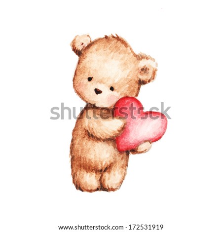 Drawing Cute Teddy Bear Heart Stock Illustration 172531919 - Shutterstock