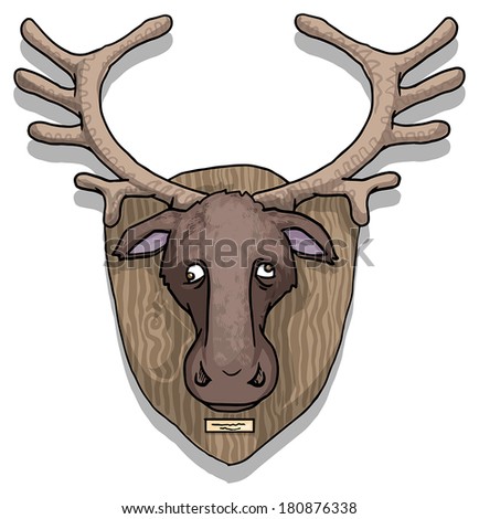 Moose head on a wall, vector illustration - stock vector - stock-vector-moose-head-on-a-wall-vector-illustration-180876338