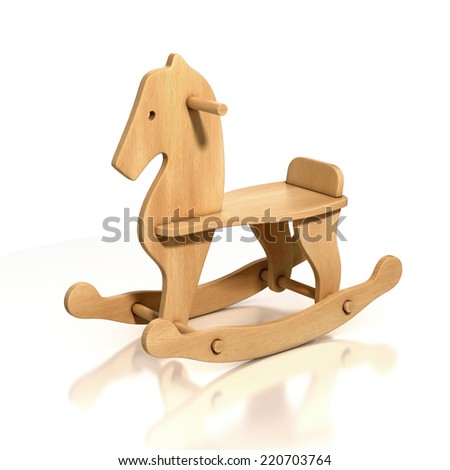 wooden rocking horse chair 3d illustration - stock photo