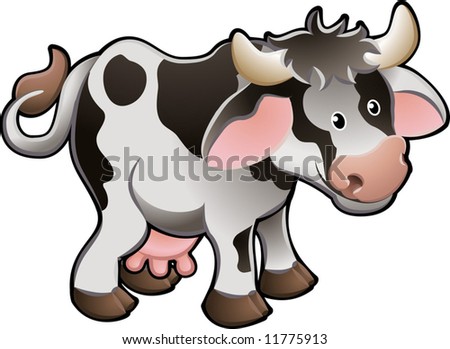 Vector Illustration Cartoon Cow Stock Vector 143378068 - Shutterstock