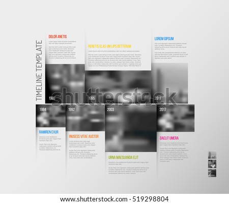 Vector Infographic Company Milestones Timeline Template with big rectangle photo placeholders and shadow effects Vector Infographic Company Milestones Timeline Template with big rectangle photo placeholders and shadow effects