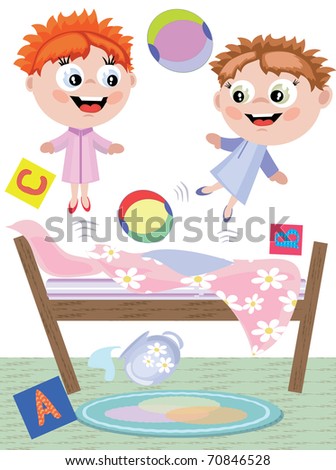 Child Jumping On Bed Stock Illustrations & Cartoons | Shutterstock