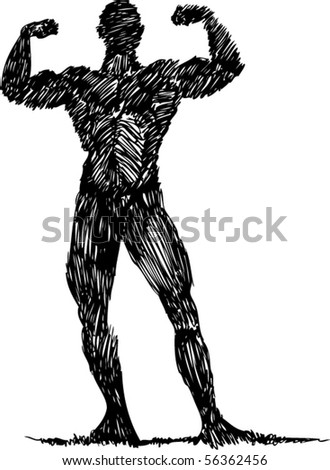 Sketch Bodybuilder Stock Vector 56362456 - Shutterstock