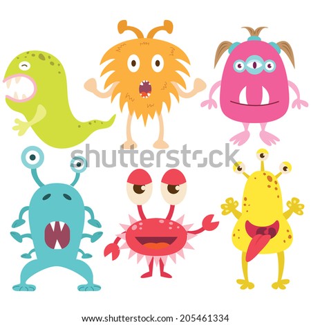 Silly Cute Monsters Set Stock Vector 134713400 - Shutterstock